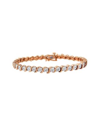 House of Brilliance Haus Of Brilliance 14K Rose Gold Over Silver 0.10 Ct. Tw. Diamond Link Bracelet
