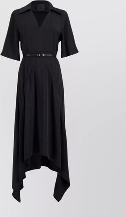 Givenchy satin v-neck short-sleeve asymmetric midi dress