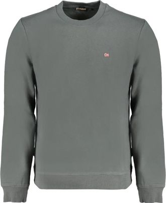 Napapijri Groene sweatshirt met lange mouwen en geborduurd logo - Heren - Sweatshirts - Groen - 2XL - Katoen - Hoodies & sweatvesten