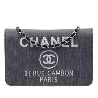Chanel Pre-owned Wallet on Chain - Dames - Pre-owned - Blauw - Maat: ONE Size Denim