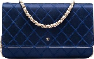 Chanel Pre-owned Wallet on Chain - Dames - Pre-owned - Blauw - Maat: ONE Size Leer