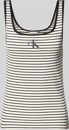 Calvin Klein Jeans Tr&auml;gertop in Ripp-Optik mit Logo in Black, Gr&ouml;&szlig;e XL