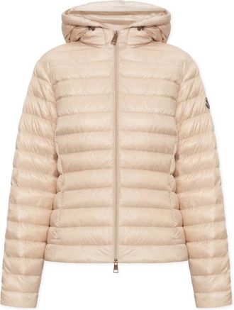 Moncler Igelhood Donsjas - Dames - Gewatteerde jassen - Beige - M - Leer - Jassen
