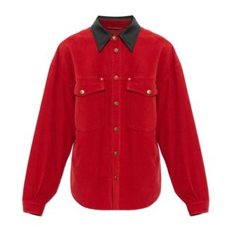 Versace Corduroy Velvet Blouson - Heren - Casual Overhemden - Rood - M - Katoen - Overhemden