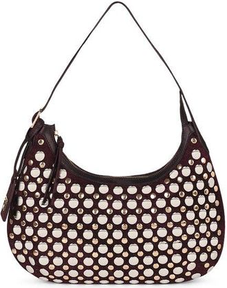 Raf&eacute; New York Alva Studded Hobo Crossbody in Chocolate at Nordstrom, Size Medium