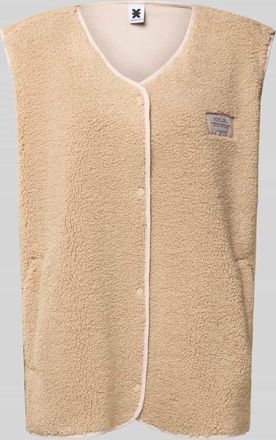 Karo Kauer Fleeceweste mit Label-Detail in Beige, Gr&ouml;&szlig;e XL