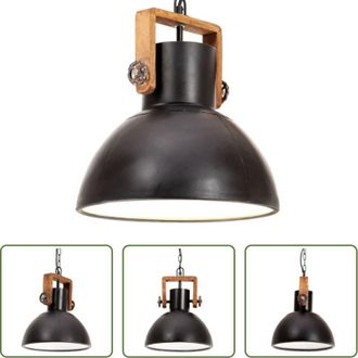 vidaXL vidaXL Lampada a sospensione in ferro - Lampada a Sospensione Industriale 25 W Nera Rotonda 30 cm E27