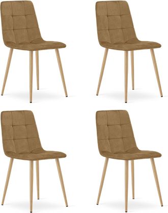 OEM Silla Kara - Terciopelo Marr&oacute;n / Patas Color Madera X 4