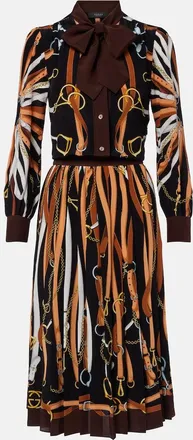 Gucci Printed tie-neck silk shirt dress