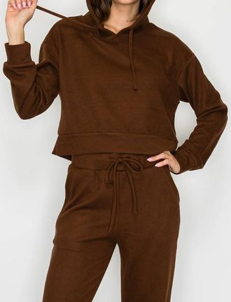 Knit Riot Haven Knit Hoodie In Chocolate