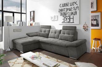 ED EXCITING DESIGN Ecksofa »Nalo L-Form« mit Bettfunktion, Armteilverstellung, Kopfstützen & 2 Nierenkissen