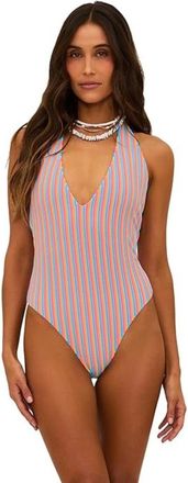 Beach Riot Frida Swimsuits Womens Petal Stripes Stretch One-Piece KFC1194