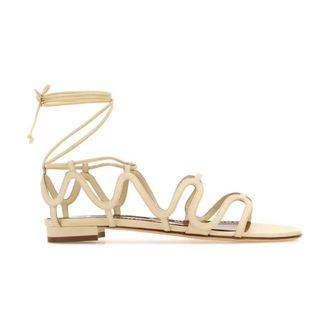 Manolo Blahnik Flat Sandals, female, Beige, Size: 9 US Fawdaflat Sandals