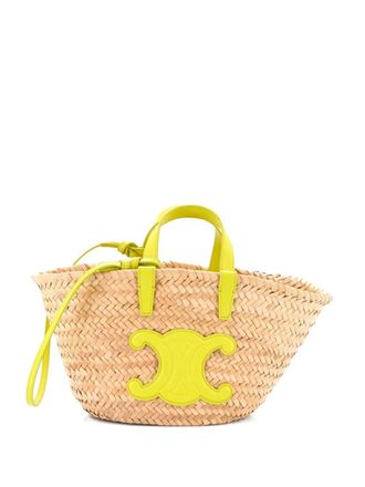 Celine Triomphe Basket Raffia with Leather Teen shoulder bag - Toni neutri