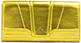 Ferrari Womens Gt Patent Leather Purse In Metal Yellow