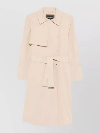 Emporio Armani long trench coat belted waist epaulettes
