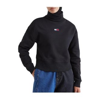Tommy Hilfiger Turtleneck TJW Bxy Crop - Dames - Coltruien - Zwart - S - Katoen - Truien & Vesten