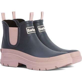 Barbour Nimbus Waterproof Chelsea Rain Boot in Dusky Grey/Gardenia Pink at Nordstrom, Size 10