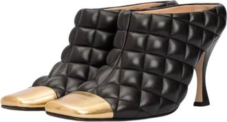 Bottega Veneta Black Quilted Leather Mules Size 37