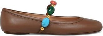 Gianvito Rossi Shanti Mary Jane Ballerina in Brown Leather at Nordstrom, Size 35.5