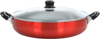 Better Chef 14 Inch Red Aluminum Deep Fryer Pan with Glass Lid