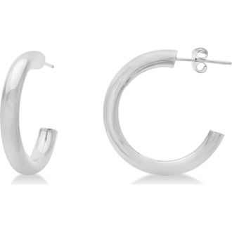 Allurez Small Open Hoop Earrings 14k in White Gold at Nordstrom