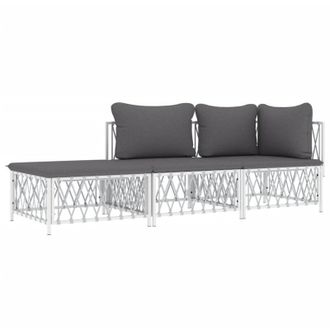 vidaXL Juego De Muebles De Jard&iacute;n 3 Piezas Con Cojines Acero Blanco Vidaxl