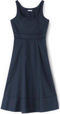 Motivi Jurk met Ajour&eacute; in Popeline - Dames - Casual kleedjes - Blauw - 2XS - Katoen - Kleedjes