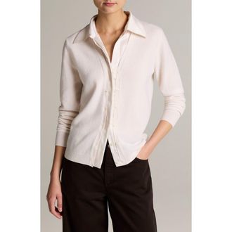 Vince Mixed Media Cashmere Cardigan in Off White at Nordstrom, Size Xx-Small