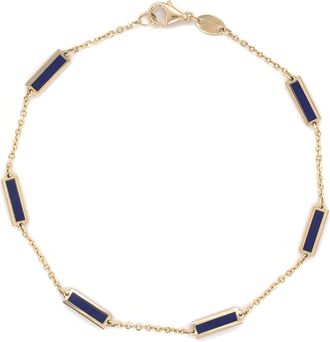 Italian Gold, Inc 14K Yellow Gold Station Bar Bracelet-Lapis