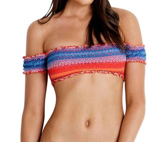 Seafolly Off The Shoulder Bikini Top In Sea Red