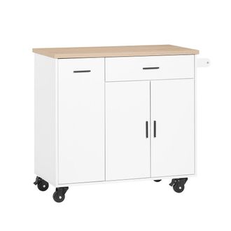 SoBuy Sobuy Fkw126-wn Carro Multiusos De Servicio Con 3 Puertas Y 1 Toallero Blanco 105 X 46 X 92 Cm