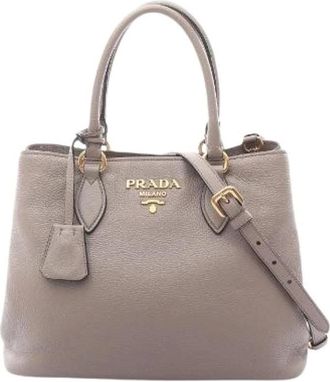 Prada Pre-owned Handbags, female, Beige, Size: ONE SIZE Pre-owned Vitello Daino Handbag