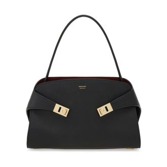Ferragamo Black Lambskin Gancini Handbag