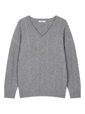 STUDIO TOMBOY cable knit v-neck sweater - Grijs