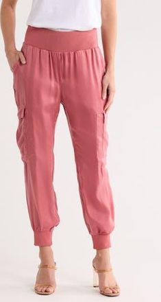 Cinq &agrave; Sept Giles Cupro Crop Cargo Joggers in Redwood Mist at Nordstrom Rack, Size X-Small