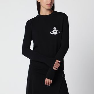 Vivienne Westwood Maglione nero con logo Orb intarsiato
