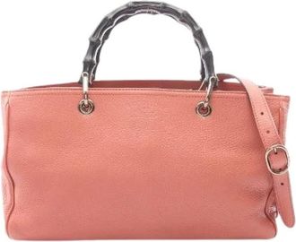 Gucci Pre-owned Bamboo Shopper Leather 2way Tote Bag - Dames - Vintage Handtas - Roze - ONE Size - Leer - Vintage