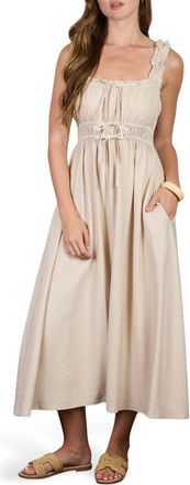 August Sky Bow Empire Waist Sundress in Khaki at Nordstrom Rack, Size Medium