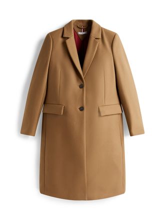 Tommy Hilfiger Langmantel TOMMY HILFIGER CLASSIC SB WOOL REG COAT, Damen, Gr. 36, braun (light sepia braun), Web, Obermaterial: 72% Wolle, 25% Polyamid, 3% Kaschmir,