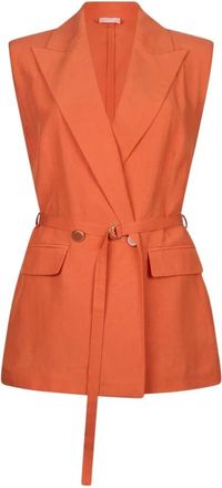 Liu Jo Linnen Vest - Dames - Gillet - Oranje - M - Linnen - Kostuums