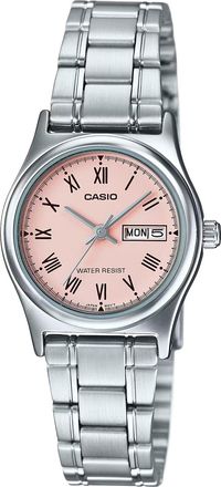 Casio Womens Pink Dial Day Date Watch with Silver Bracelet - LTP-V006D-4BUDF