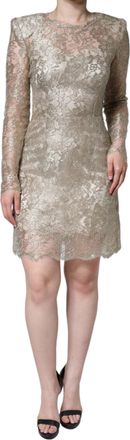 Dolce & Gabbana Womens Gold Floral Lace A-Line Sheath Mini Dress