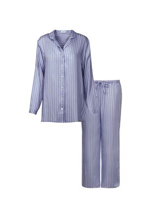 Seidensticker Pyjama SEIDENSTICKER, Damen, Gr. 40, dunkelblau, 100% Modal, gestreift, Homewear-Sets Pyjama
