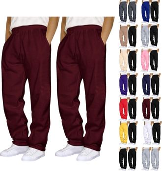 Generic 2 Piece Mens Joggers Bottoms Open Hem Tracksuit Bottoms Men Loose Fit Baggy Trousers for Gym Sports Activewear Lounge Pants Wide Leg Jogging Bottoms S
