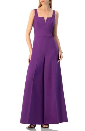 Ivonne Wide-Leg Jumpsuit with Classic Strap and Squared Neck in Purple at Nordstrom, Size 12