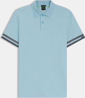 HUGO BOSS Mens Zone Stripe Cuff Polo Shirt - Blue - Size: 40