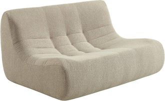Sweeek Sof&aacute; envasado al vac&iacute;o de borreguito texturizado, 2 plazas, beige