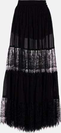 Chloé Chloé Gonna lunga in seta a balze con pizzo