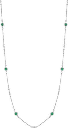 Bony Levy El Mar Emerald & Diamond Station Necklace in 18K White Gold at Nordstrom, Size 32